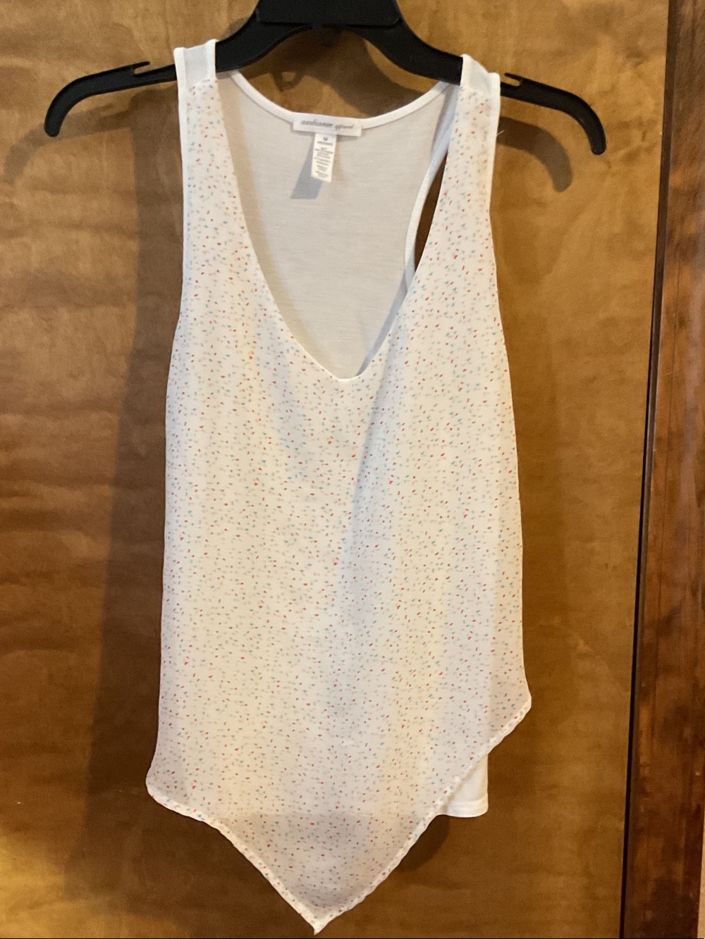 Anthropologie White Speckled Pointed-Hem Tank